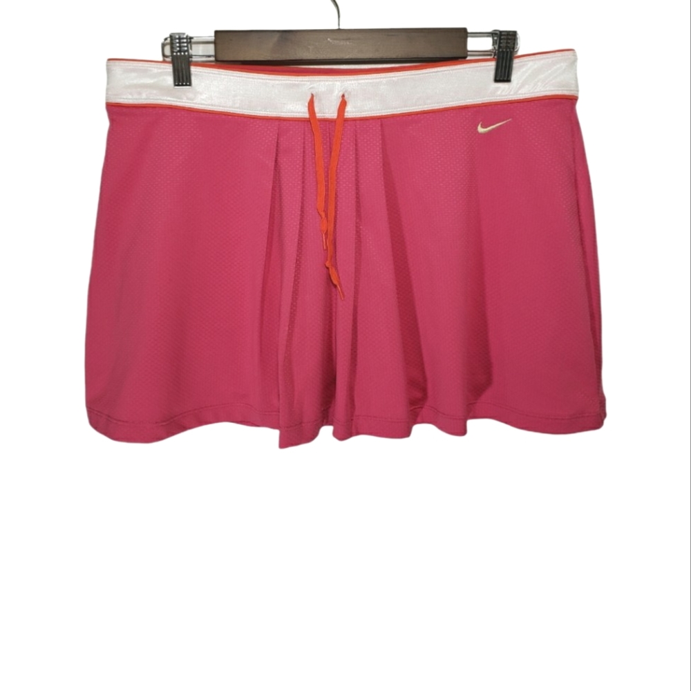 Nike Vintage Tennis Skirt Skorts Pink and White Tie Front Women's Large